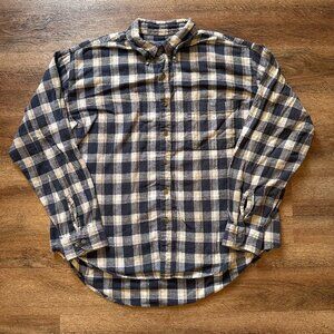 John Ashford Casual Button Down Mens XL Blue Plaid Rugged Flannel Shirt